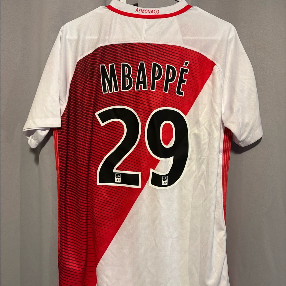 Nike Red and White AS Monaco Mbappe Jersey